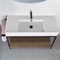 Console Sink Vanity With Ceramic Sink and Natural Brown Oak Shelf, 43